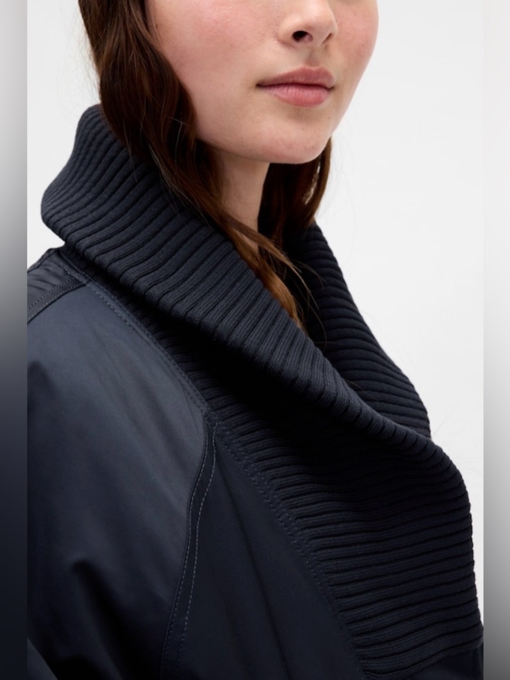 GAP Oversized Knit-Trim Bomber Jacket - Navy - Picture 4 of 7